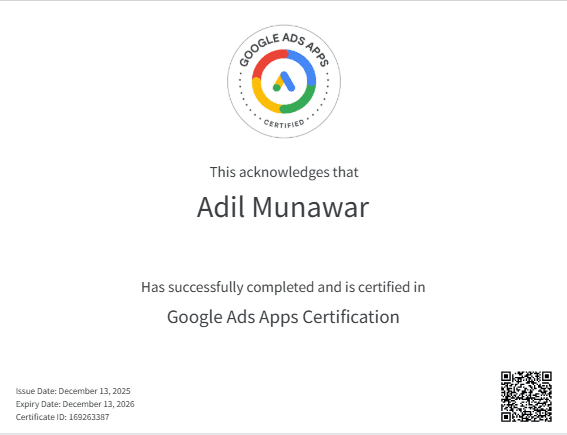 Google Ads Apps Certificate